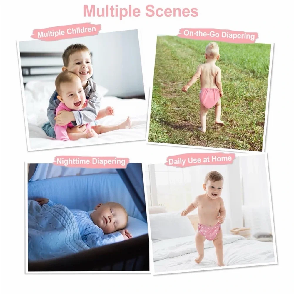 babygoal Cloth Diapers 6 Pack+6pcs Rayon from Bamboo Inserts+Wet Bag,toddler